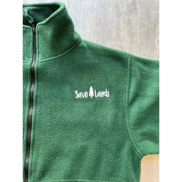SAVE LANDS White Logo Forest Fleece Jacket Full Zip Cozy Unisex Men's Women's M - Picture 12 of 12
